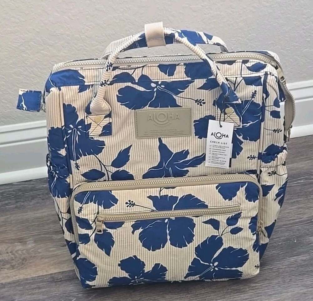 ALOHA Collection Le Bébé Diaper Bag in Salina Tiny Stripe Navy - Picture 2 of 7